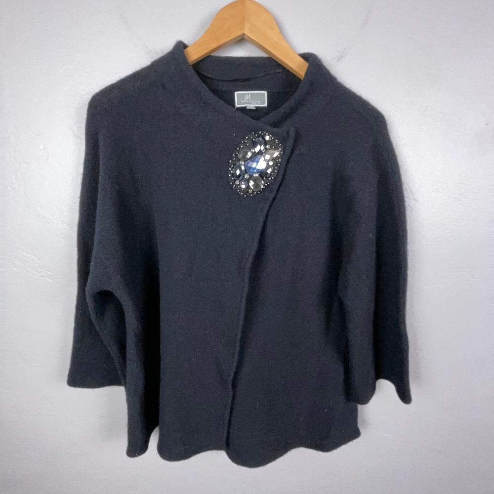 JM Collection Wrap 100% Wool Womens P/M Knit Cardigan Old Money Grandmacore